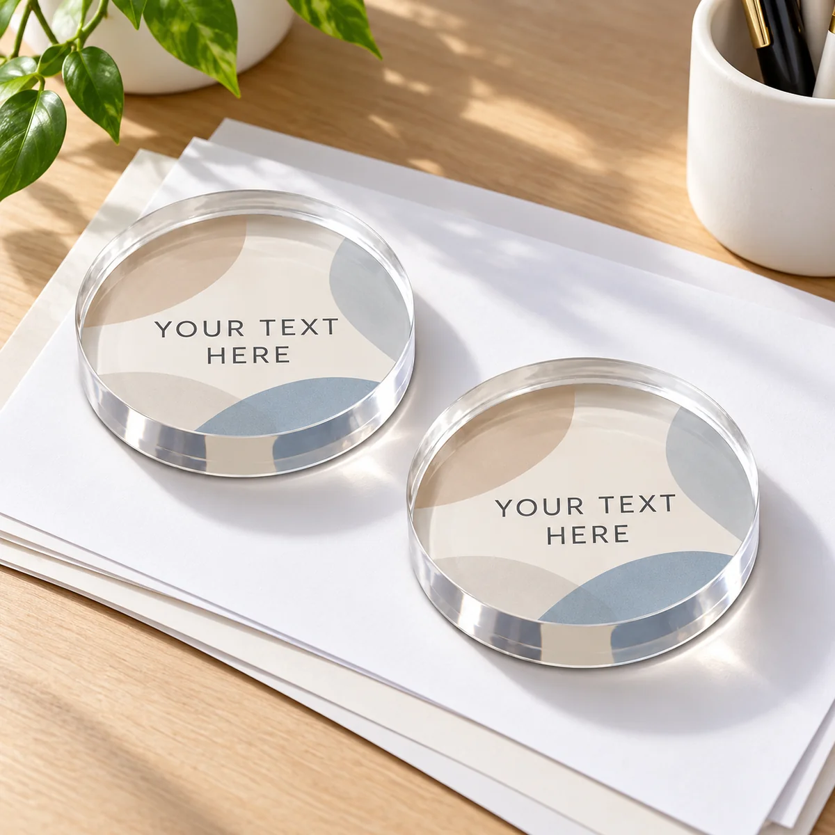 Round Acrylic Paper Weight Pair - view 3